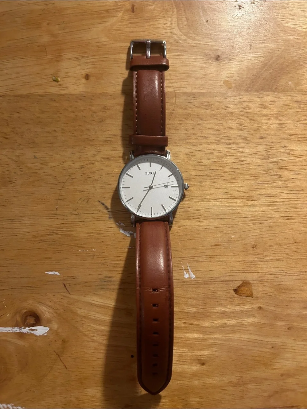Men's Metal Watch With Genuine Leather Strap